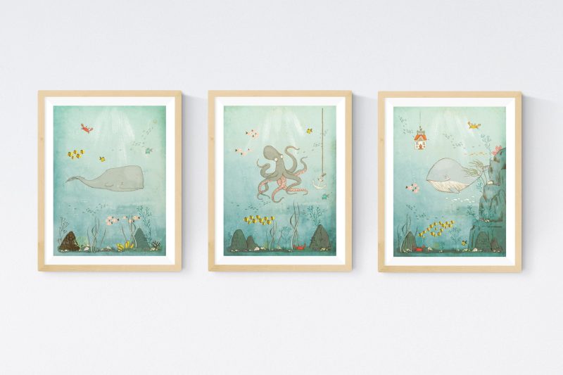 Underwater Nursery Art Illustration Set of 3