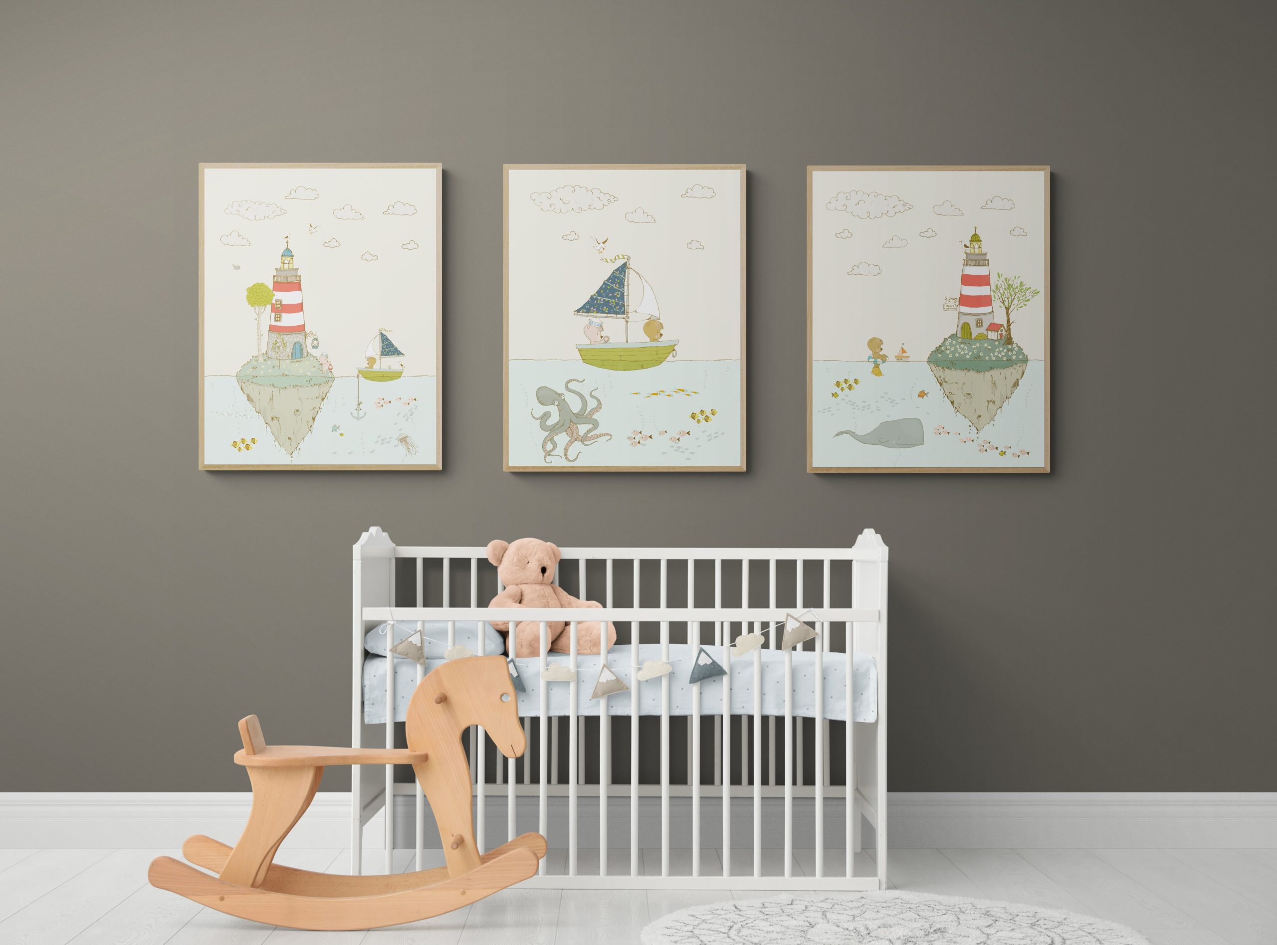 Set Sail with Adorable Nautical-Themed Nursery Wall Art!