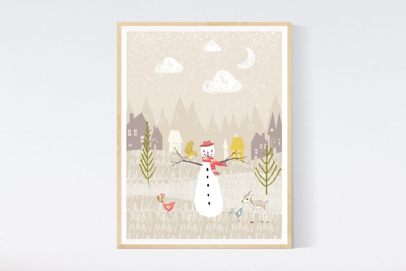 Happy Snowman Nursery Illustration