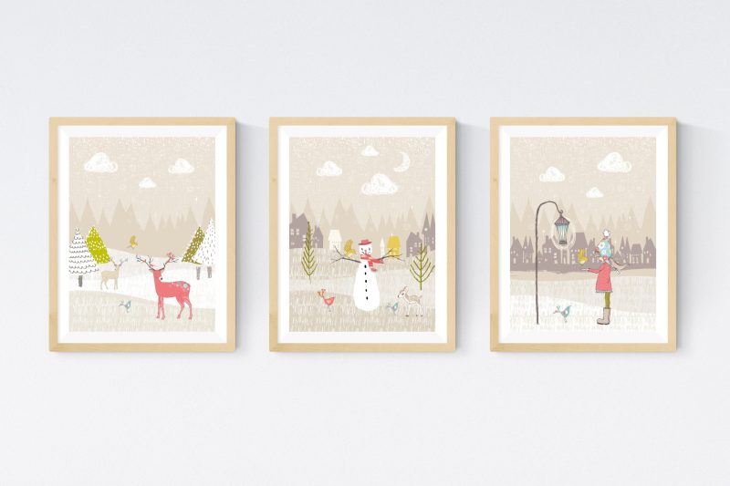 Winter themed nursery printable set of 3